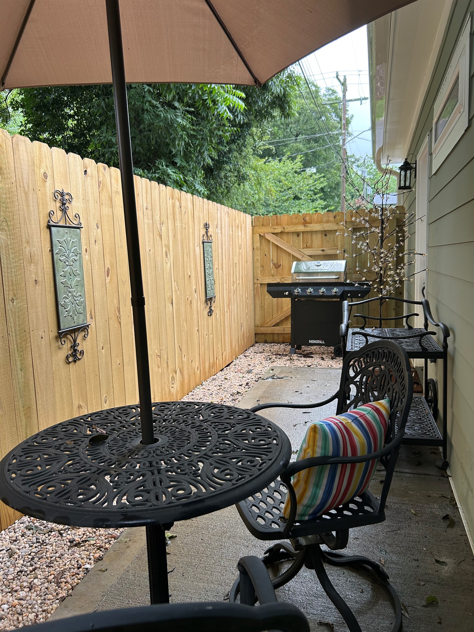 Outdoor seating with grill