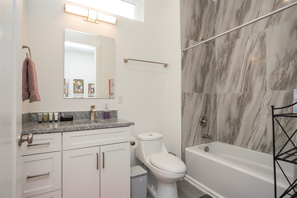 The Legends ensuite Bath includes a shower/tub combo.