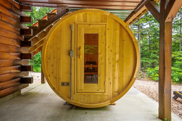 Your stay includes a private sauna—because vacation should feel like a spa