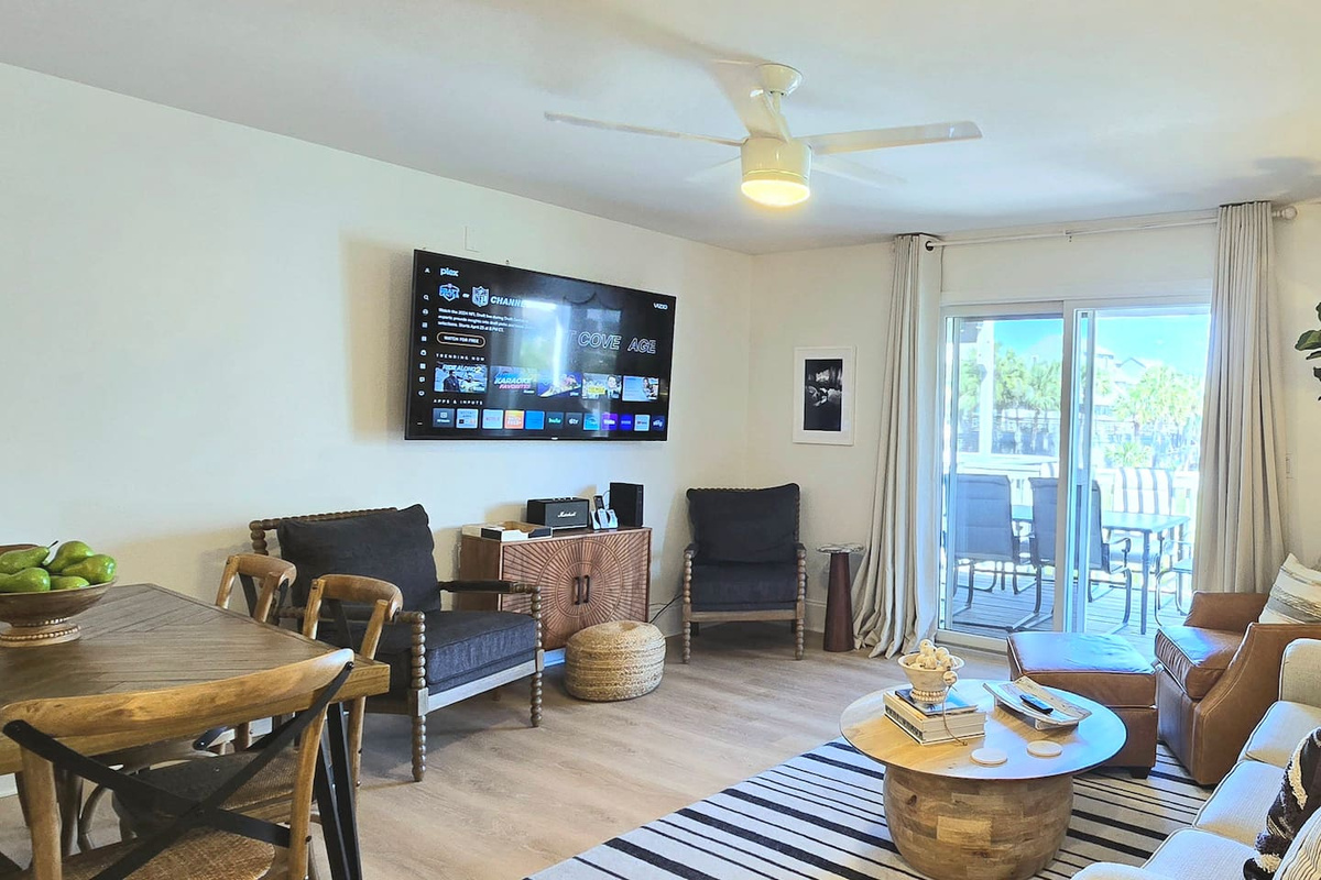 Set your playlist on the Bluetooth speaker in the living area &mdash; the soundtrack to your whole stay.