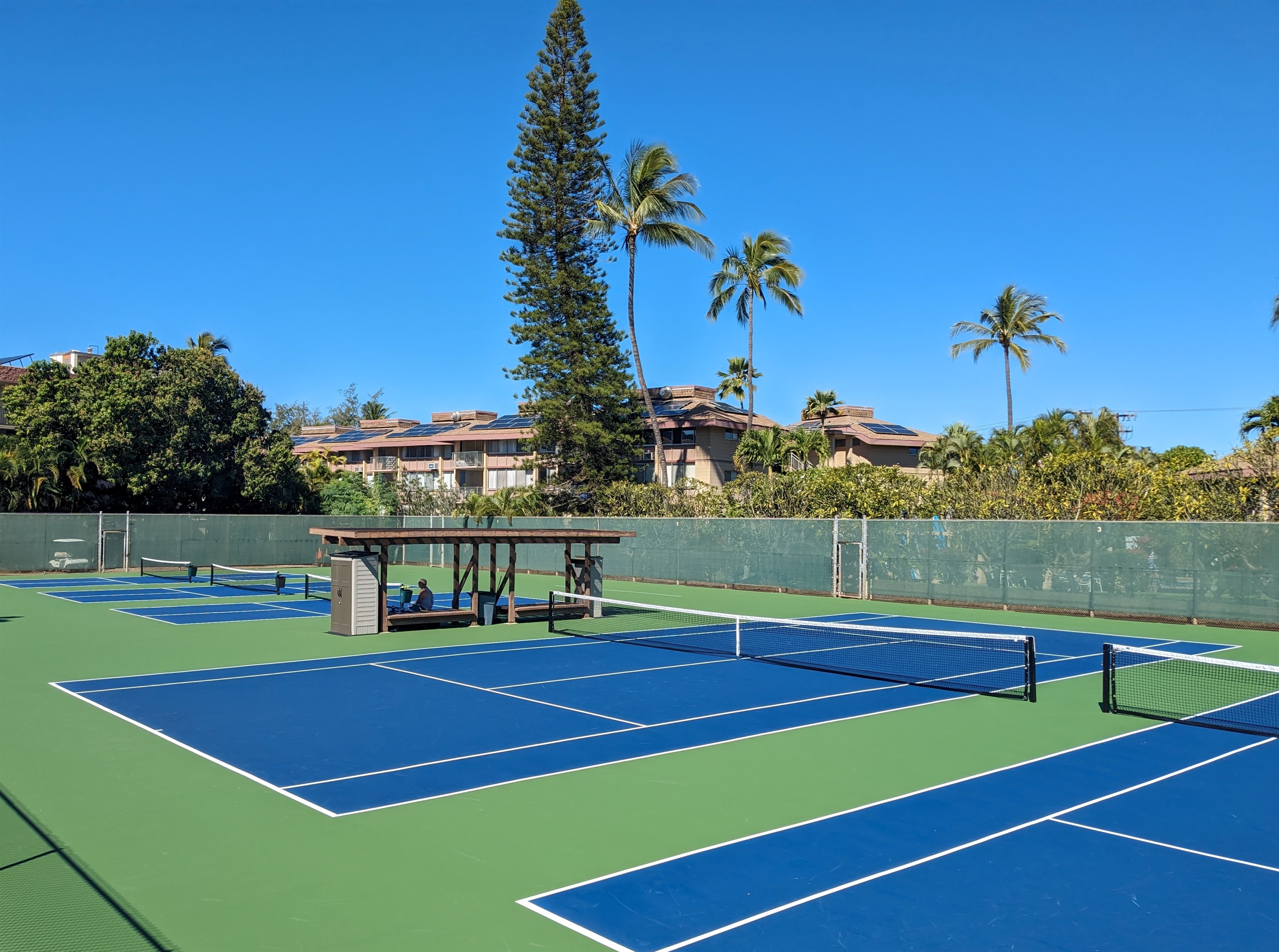 3 pickleball and 2 tennis courts (signup and key code in front office)