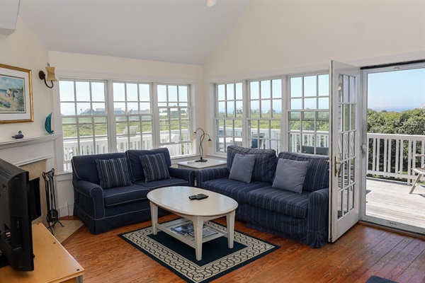 Living room opens to the upper deck