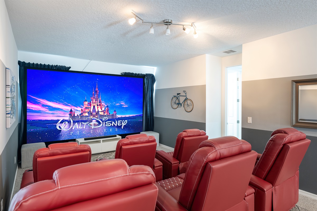 Movie Room: Enjoy cinematic adventures in plush recliners with a giant screen for epic family nights!