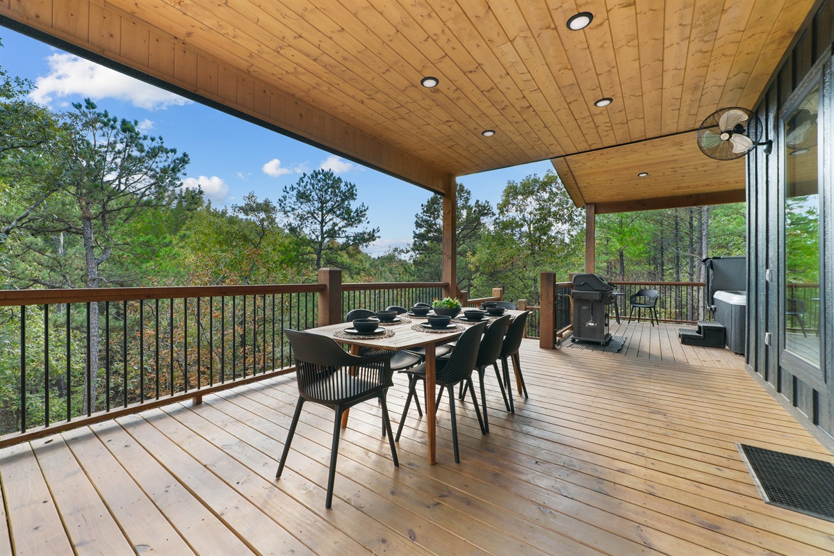 Grill (propane provided) and dine with a view on the large covered deck.