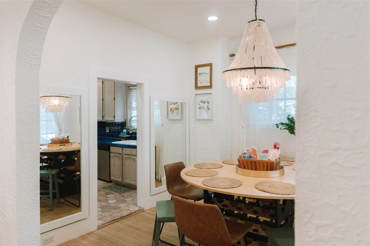 Gather in the dining area to enjoy homemade meals together after a long day at the pool or beach.