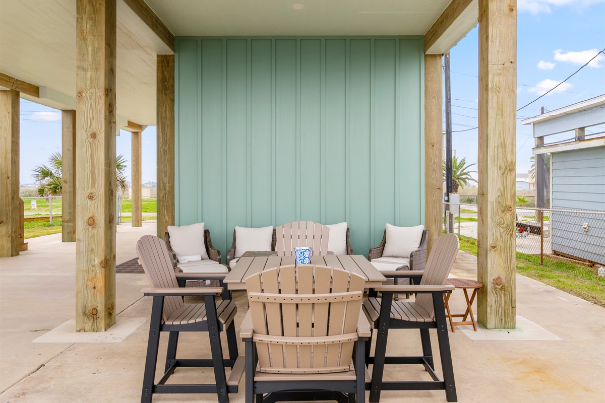 Sitting area under home with ICW/gulf views