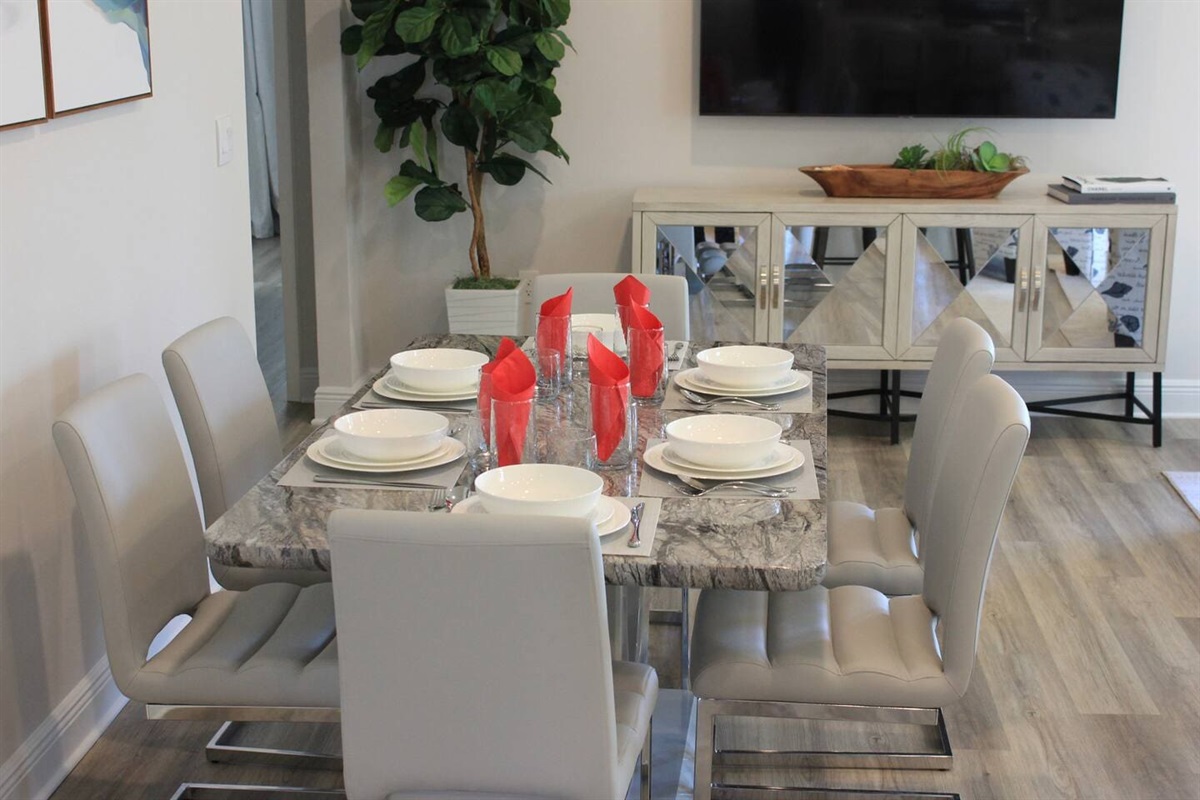 A cozy dining area designed for memorable meals around a 6-seater table