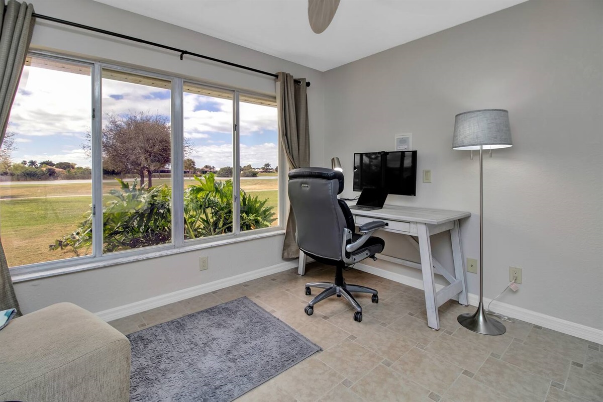 Master suite includes a work station with a tv & camera setup. 