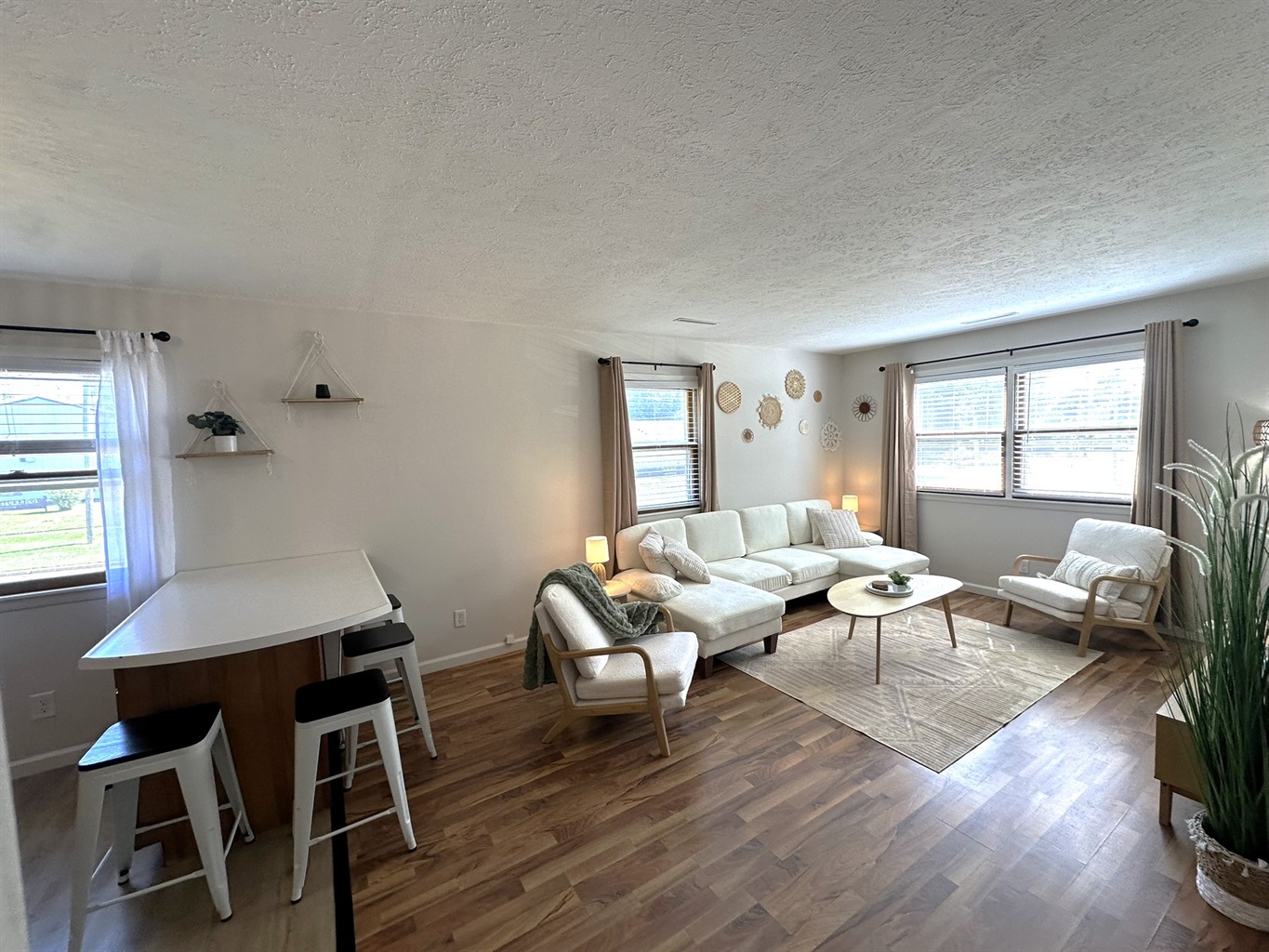 Dining area close to living room and kitchen