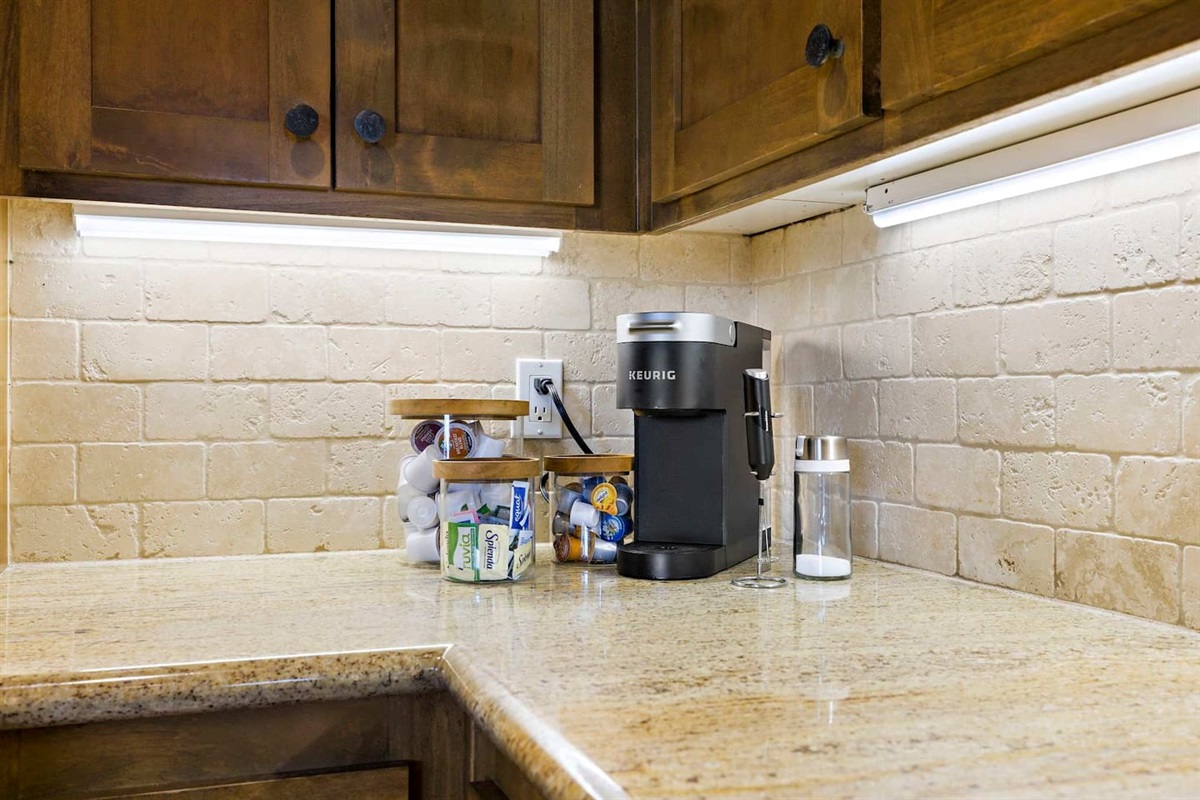 We provide Keurig coffee makers and pods to start every day right :)