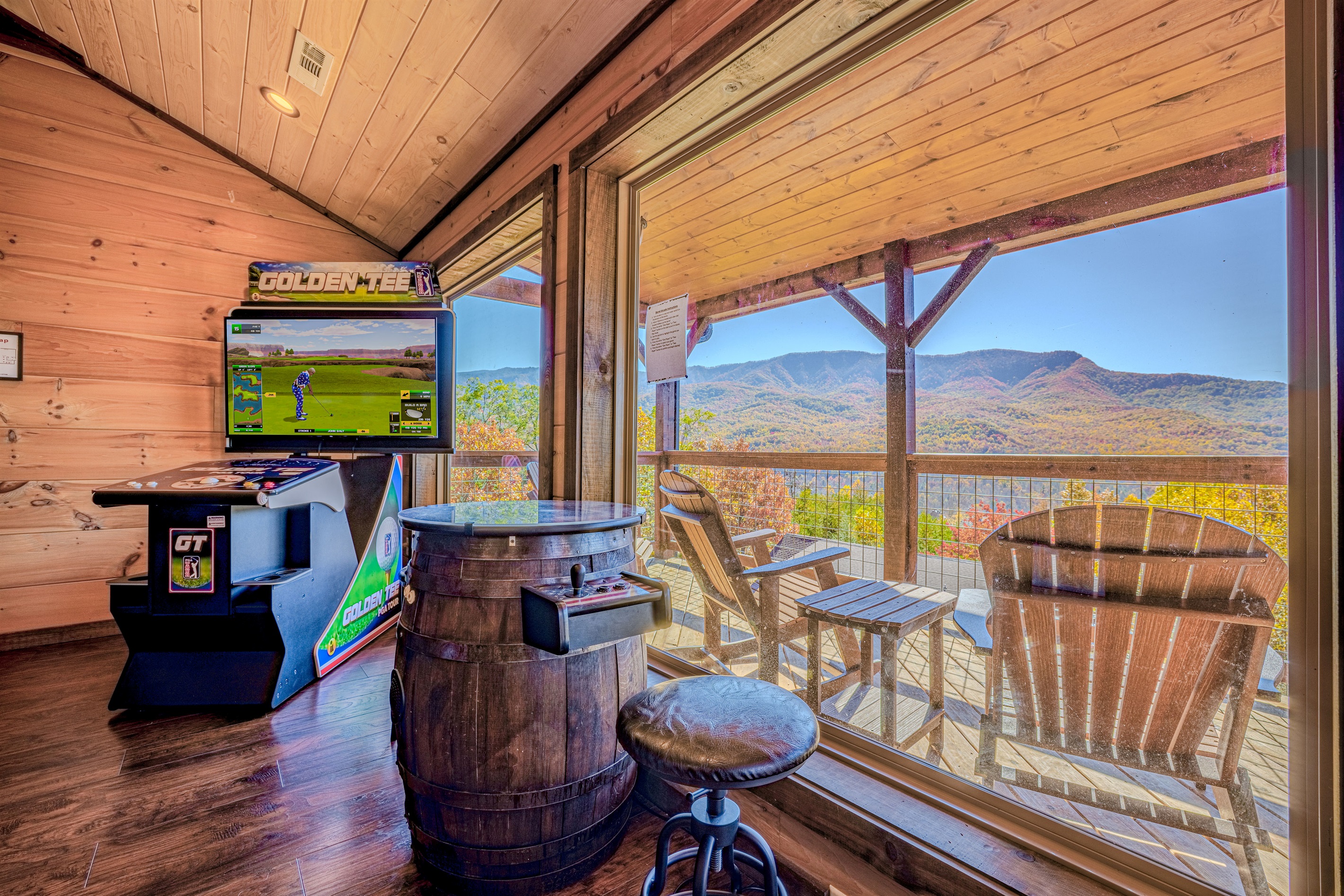 Arcades overlooking the mountains — only at Moonshine Mountain.