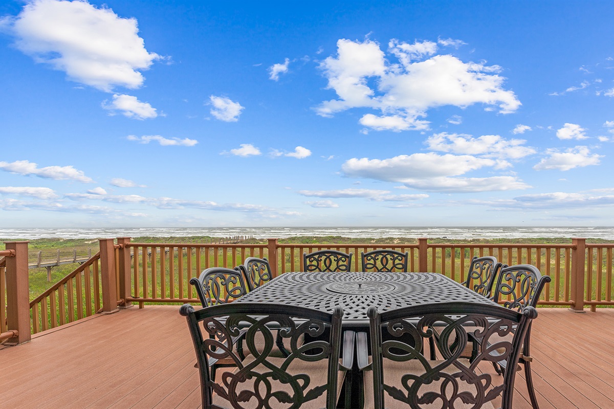 Rear Patio: 180 degrees of completely unobstructed beach-front views.