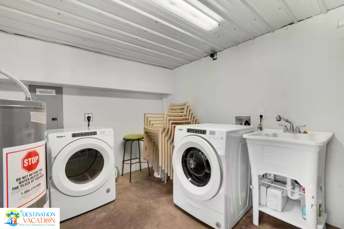 Convenient laundry amenities make extended stays feel effortless.