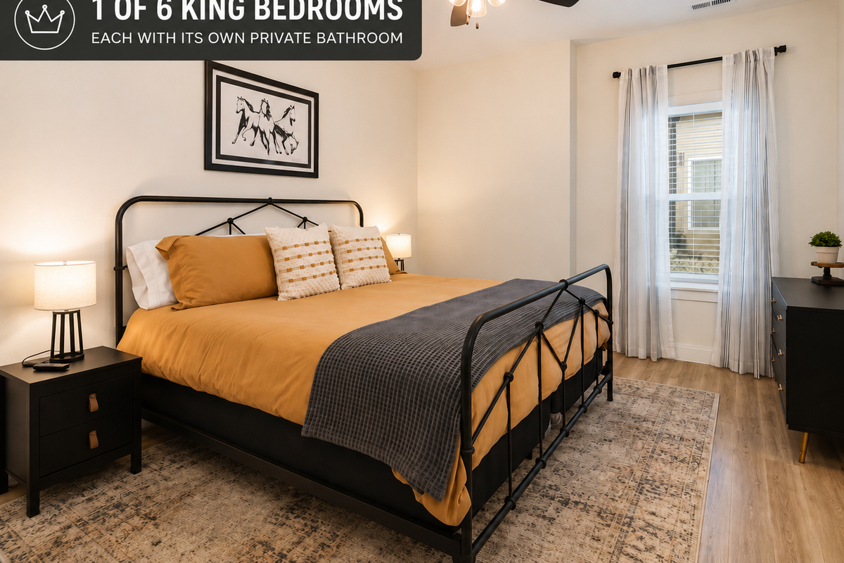 All 6 king bedrooms have their own private bathroom