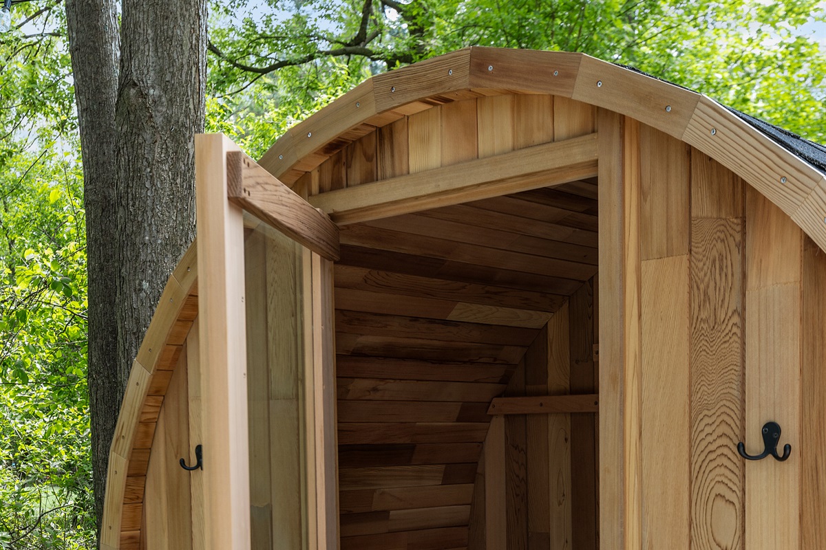 Relax, recharge, and enjoy a spa-like experience in the private barrel sauna.