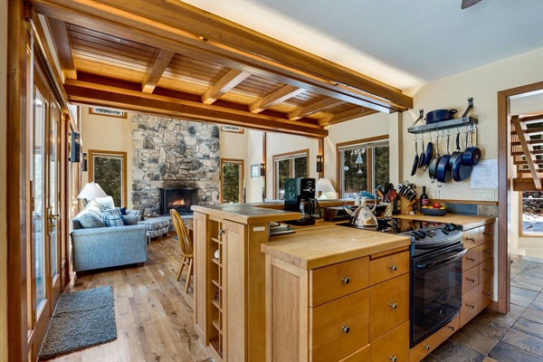 We have stocked our kitchen with all the utensils, pots, pans, Cuisinart Coffee Maker, blenders...so you can eat at home with ease.