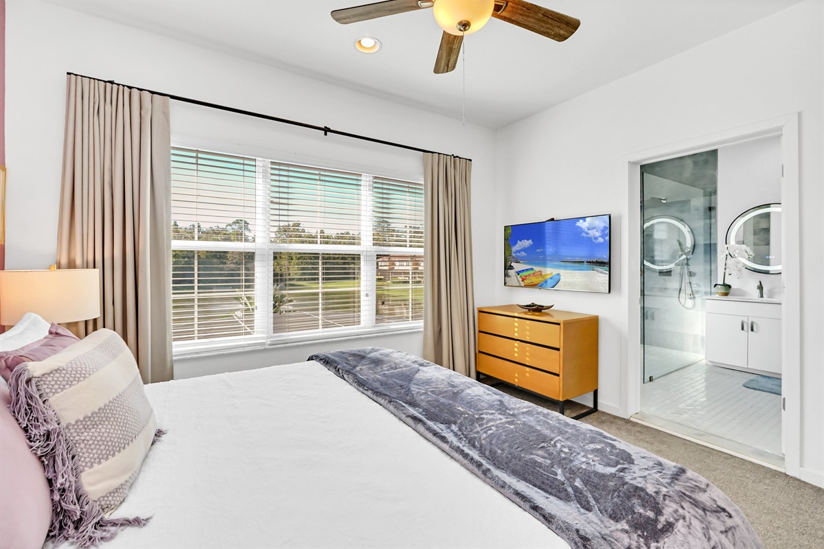 Primary bedroom with queen bed