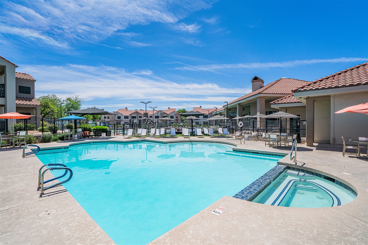 Spacious pool area designed for fun and relaxation