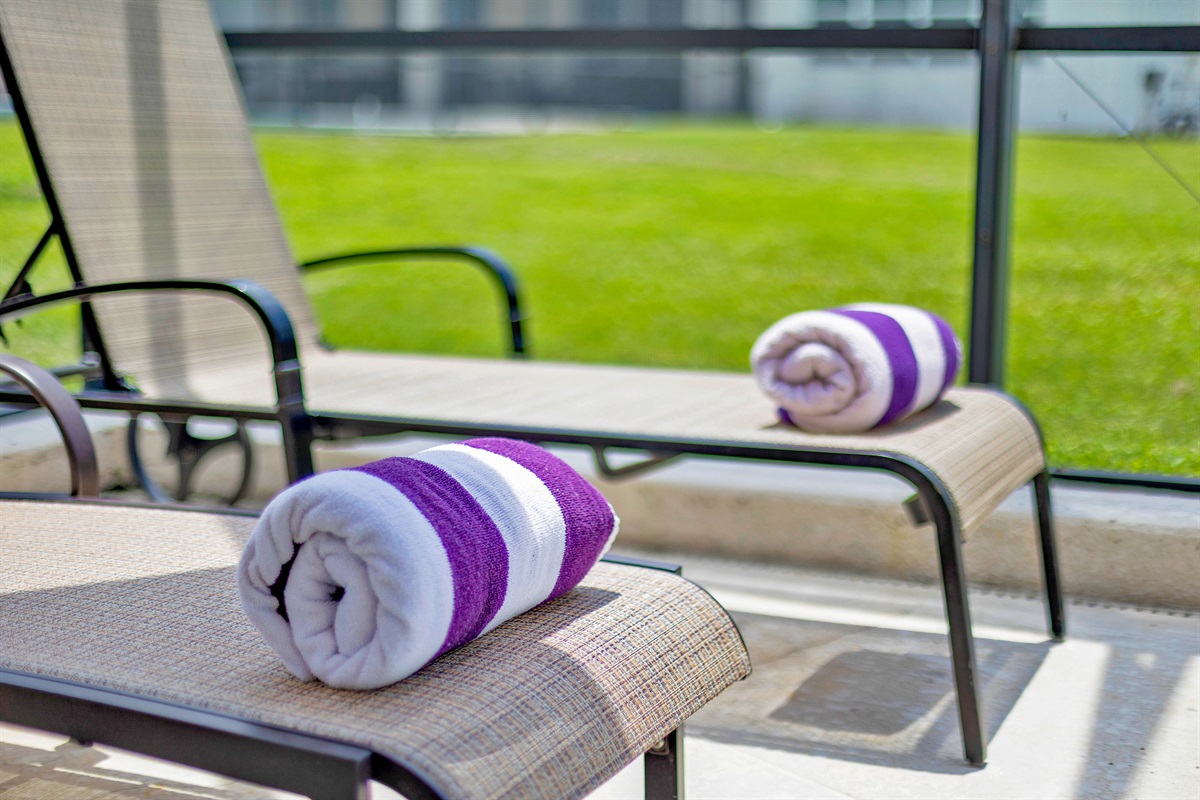Beach towels are provided, one per guest.