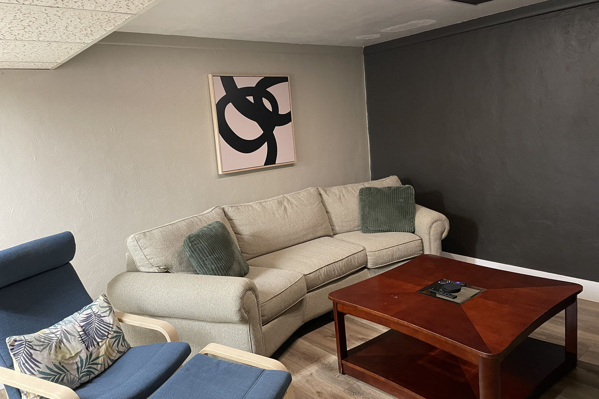 Lower level tv room with Xbox and games