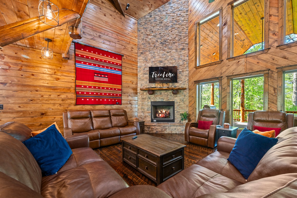 Another angle of the living space shows just how open and comfortable it is, with plenty of room for conversation or movie nights.