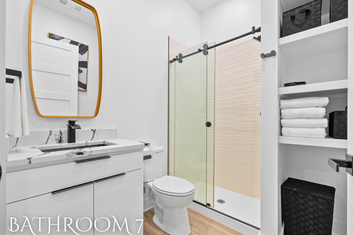 Refresh and rejuvenate in this stylish bathroom. Perfect for morning routines.