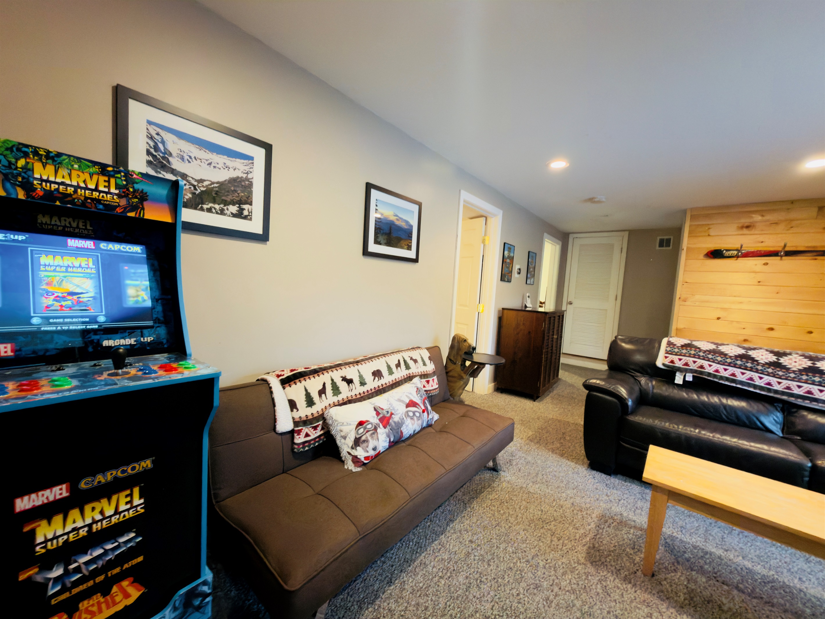 Marvel Arcade in lower level living room