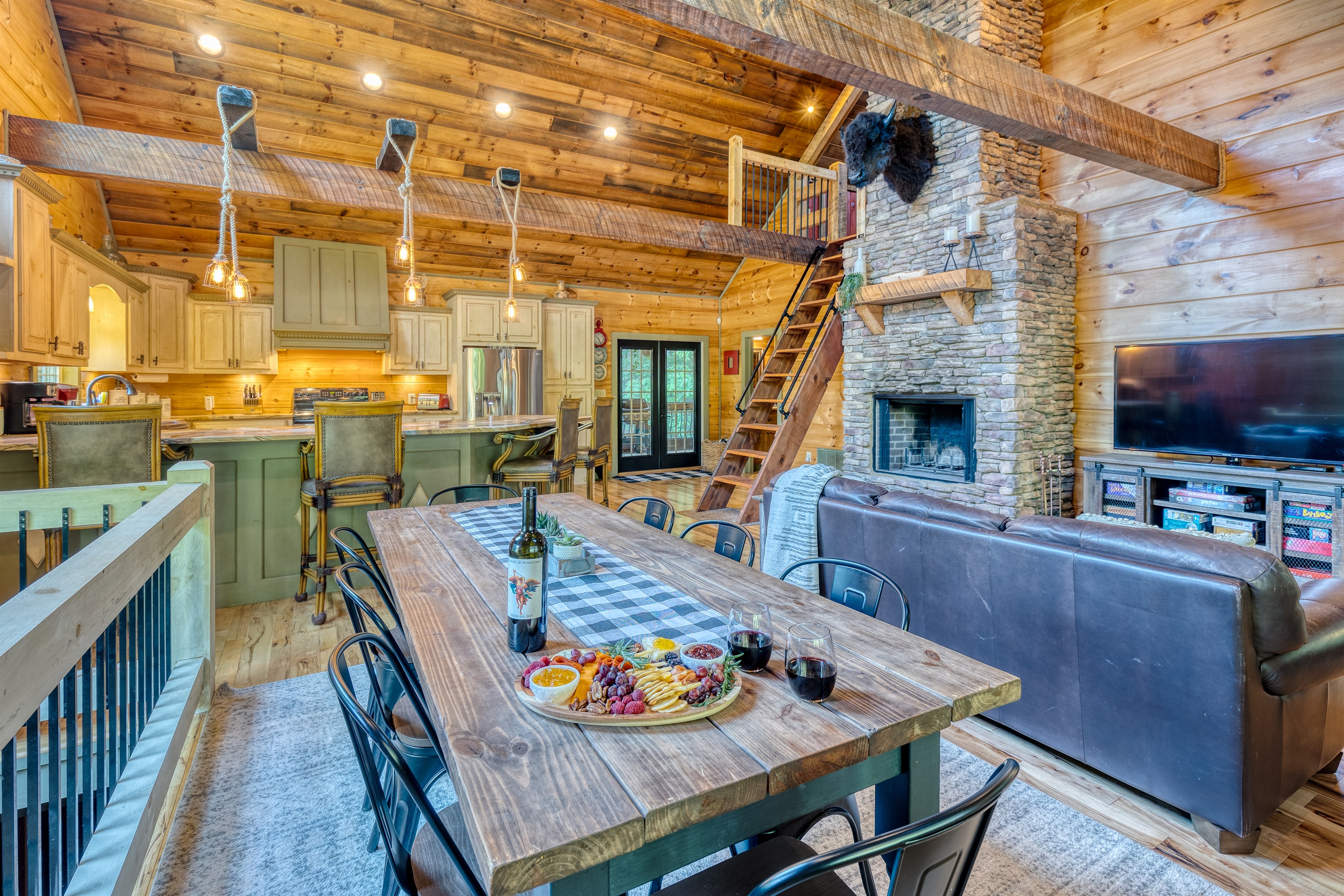 Open floor plan can accommodate several families.