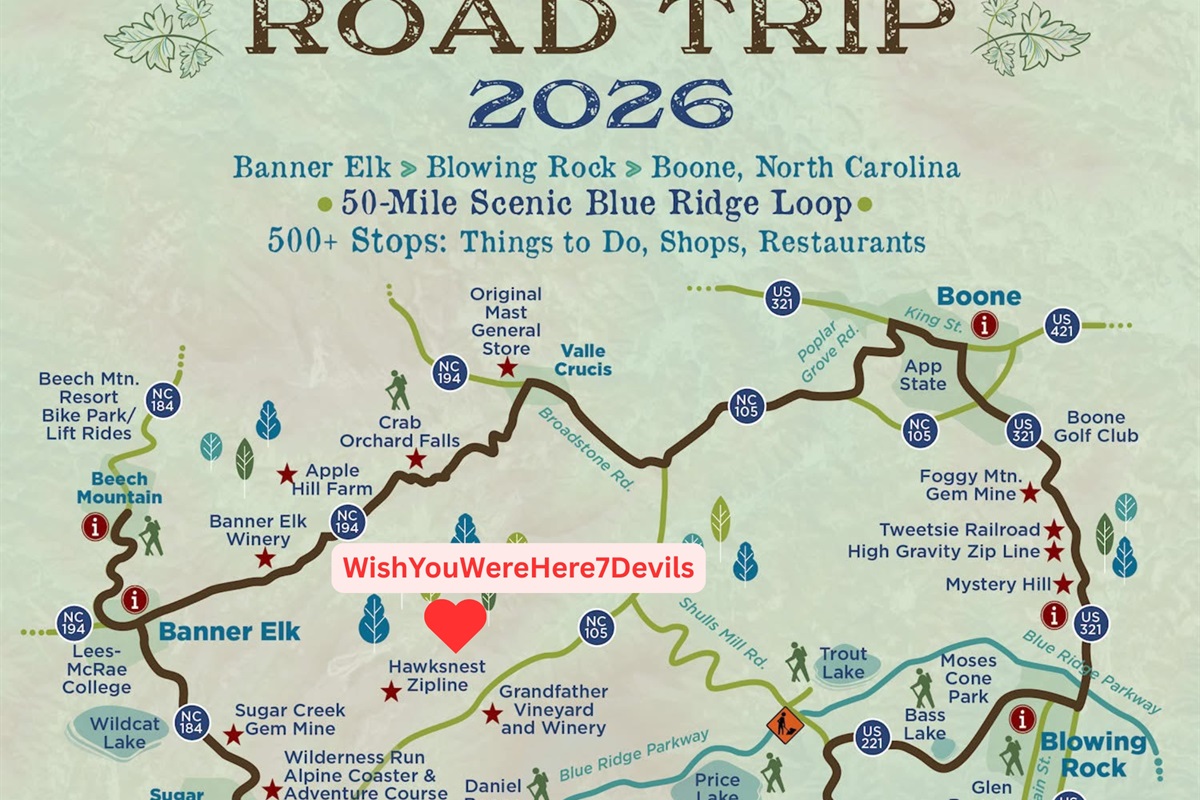 NC High Country Fave Things & Road Trip! Stay @ the Red Heart @ WishYouWereHere7Devils to do it all!