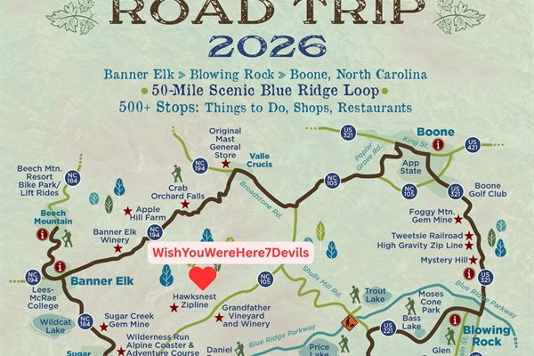 NC High Country Fave Things & Road Trip! Stay @ the Red Heart @ WishYouWereHere7Devils to do it all!