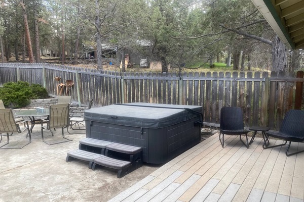 Hot tub in the backyard.