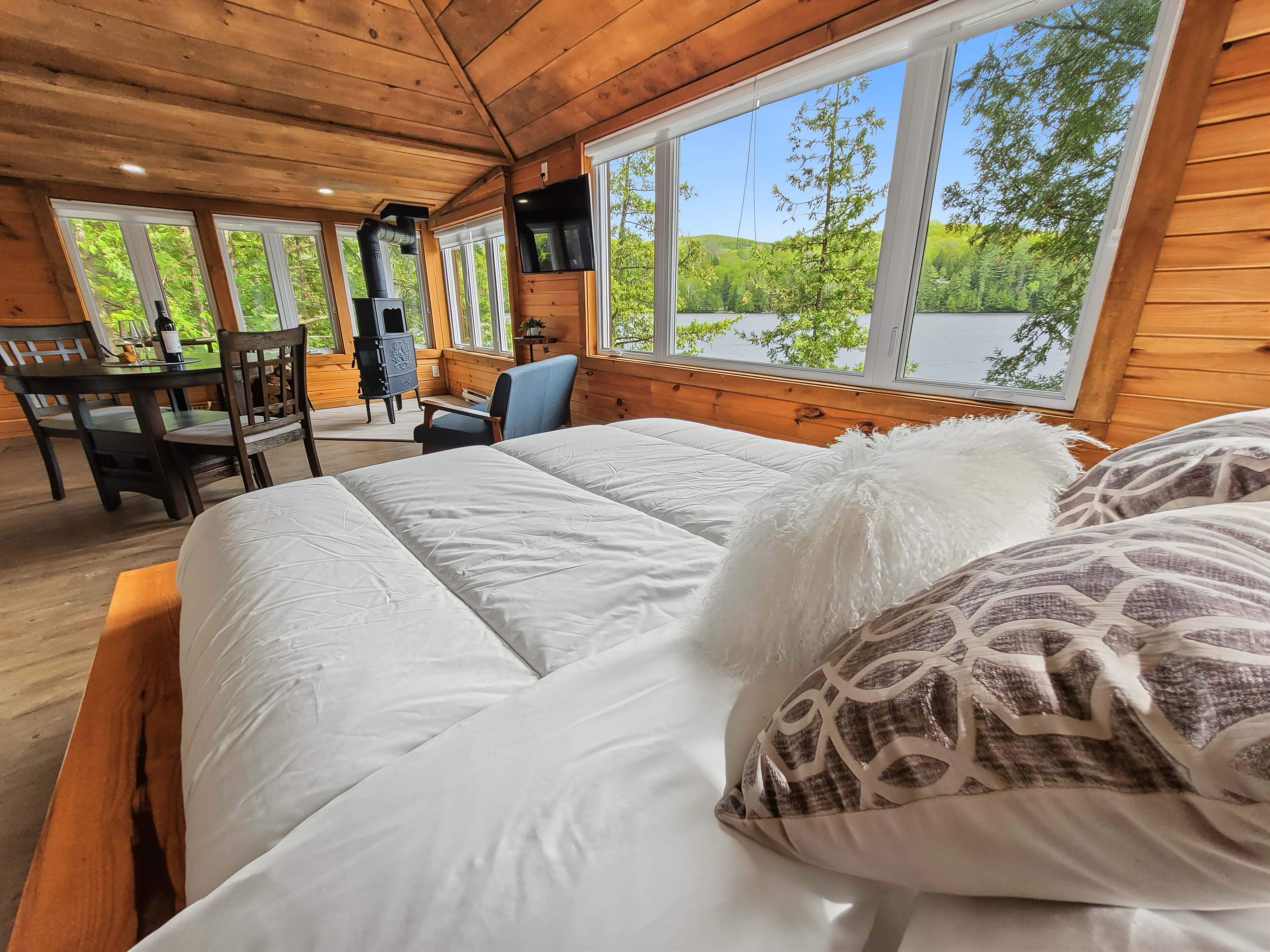 View into cottage from bedroom area