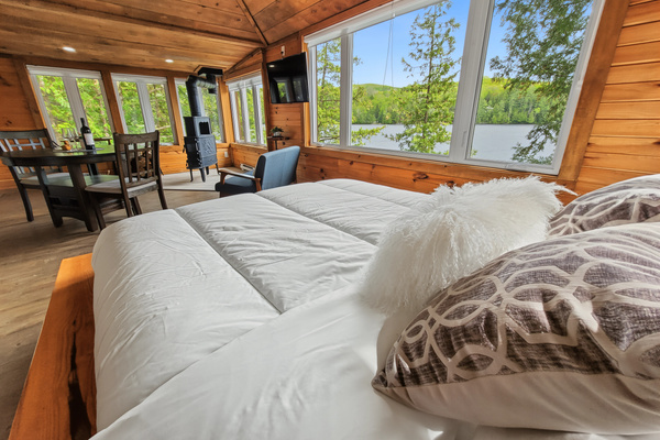View into cottage from bedroom area