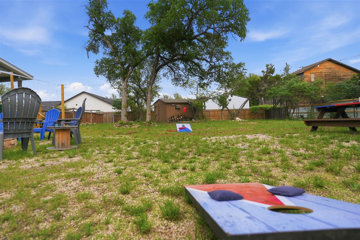 Yard games and open space — perfect for laid-back afternoons