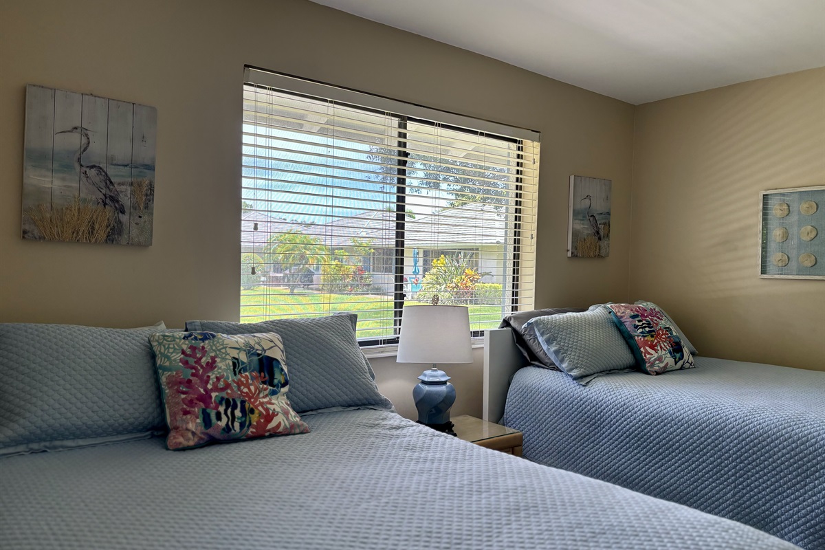 The front bedroom has two twin beds, a closet and dresser for plenty of storage during the course of your stay.