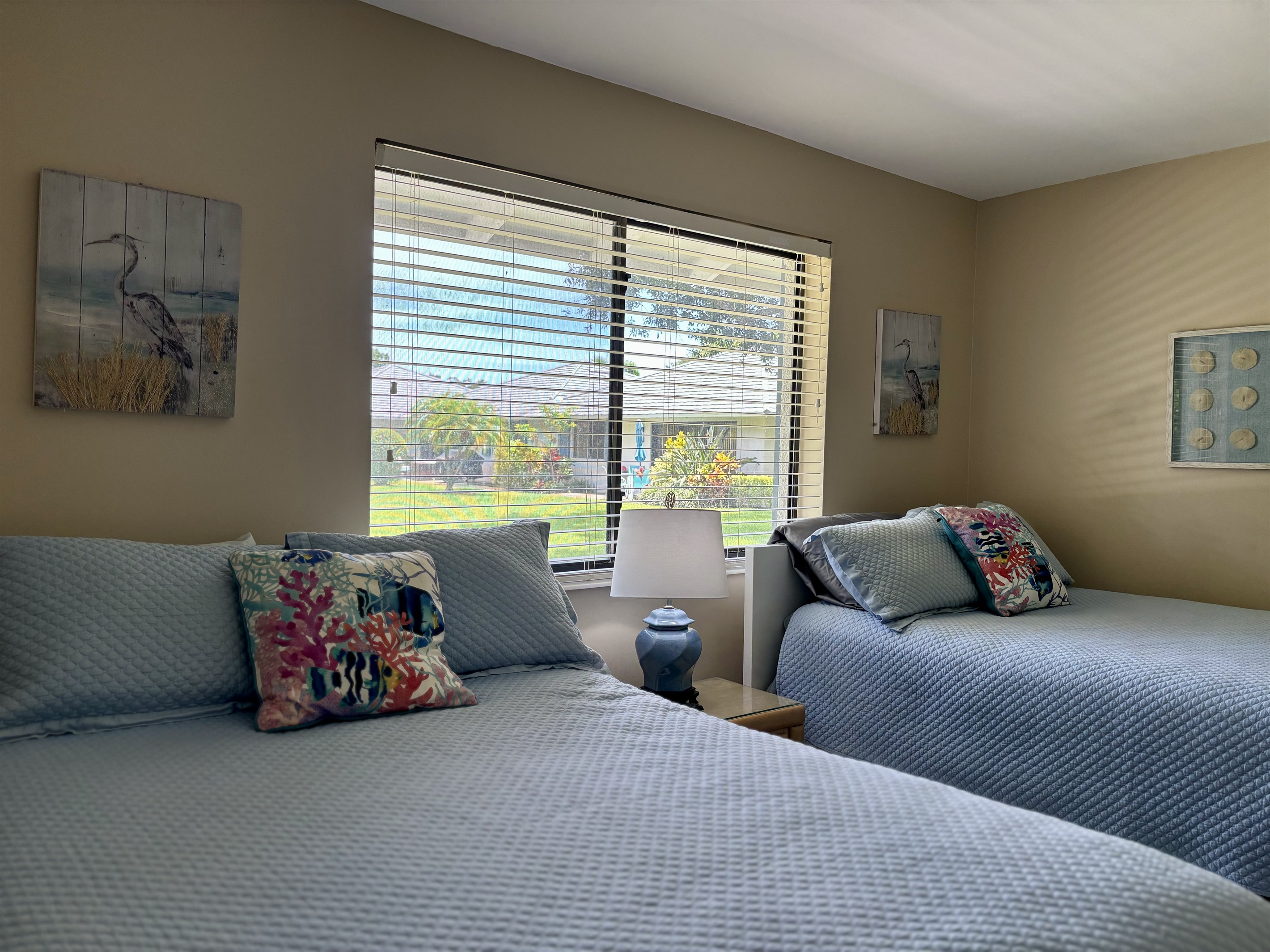 The front bedroom has two twin beds, a closet and dresser for plenty of storage during the course of your stay.