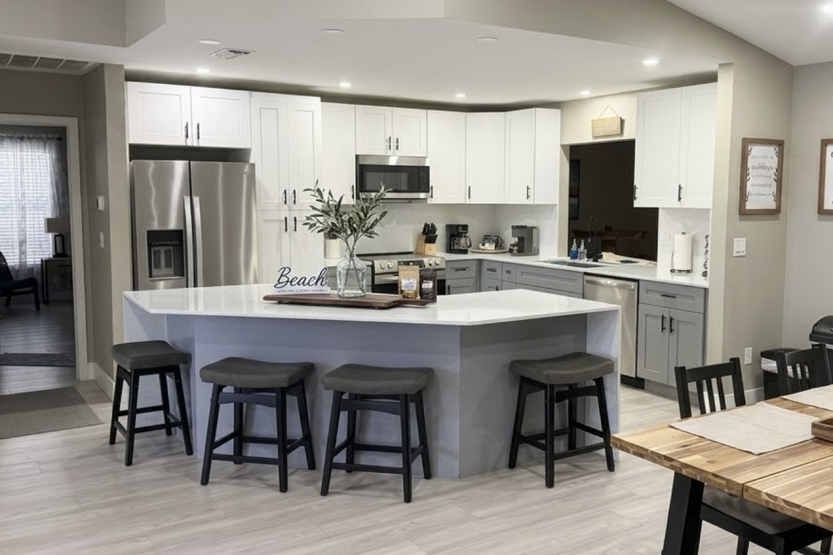 Updated kitchen with island seating