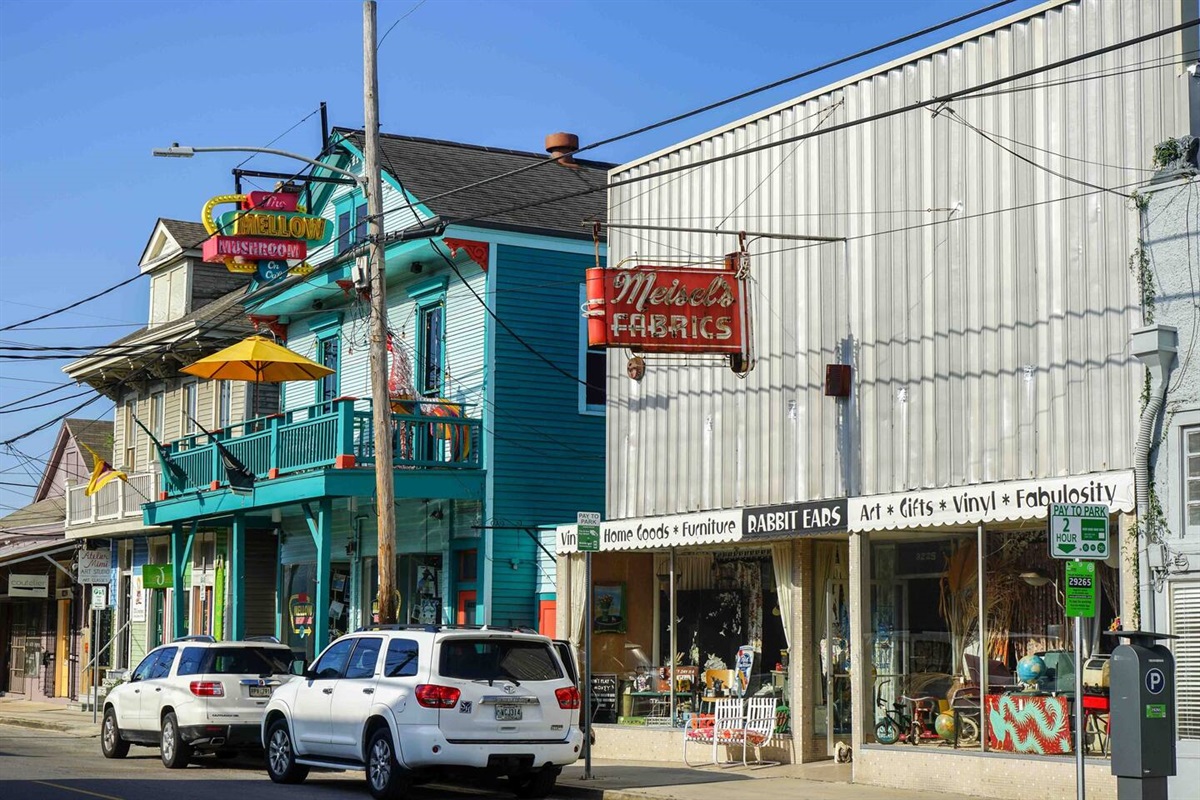 Oak St is a 1/2 mile away - funky shops, live music, bars, & food.