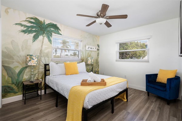 The Yellow Room has another queen bed and sitting area