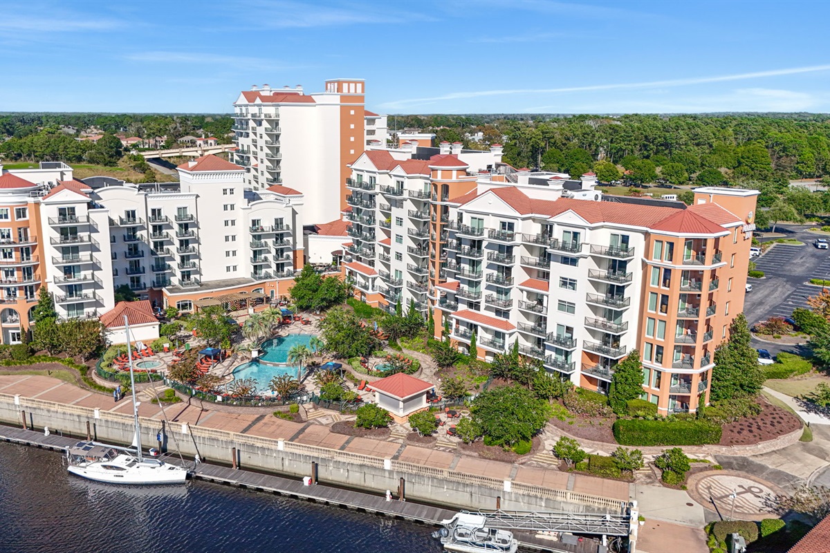 The prestigious Marina Inn at Grand Dunes.  Enjoy room service, multiple restaurants, pools, hot tubs, fitness center and more