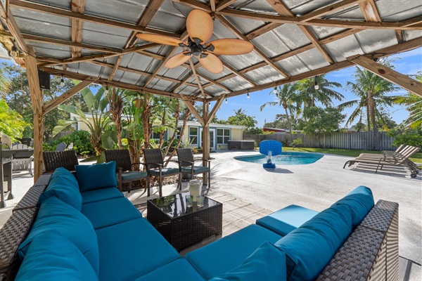 Gazebo with fan and speakers