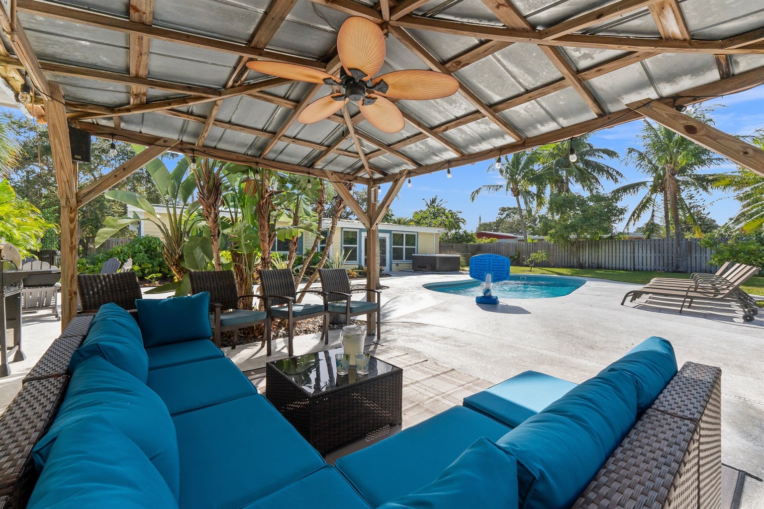 Gazebo with fan and speakers