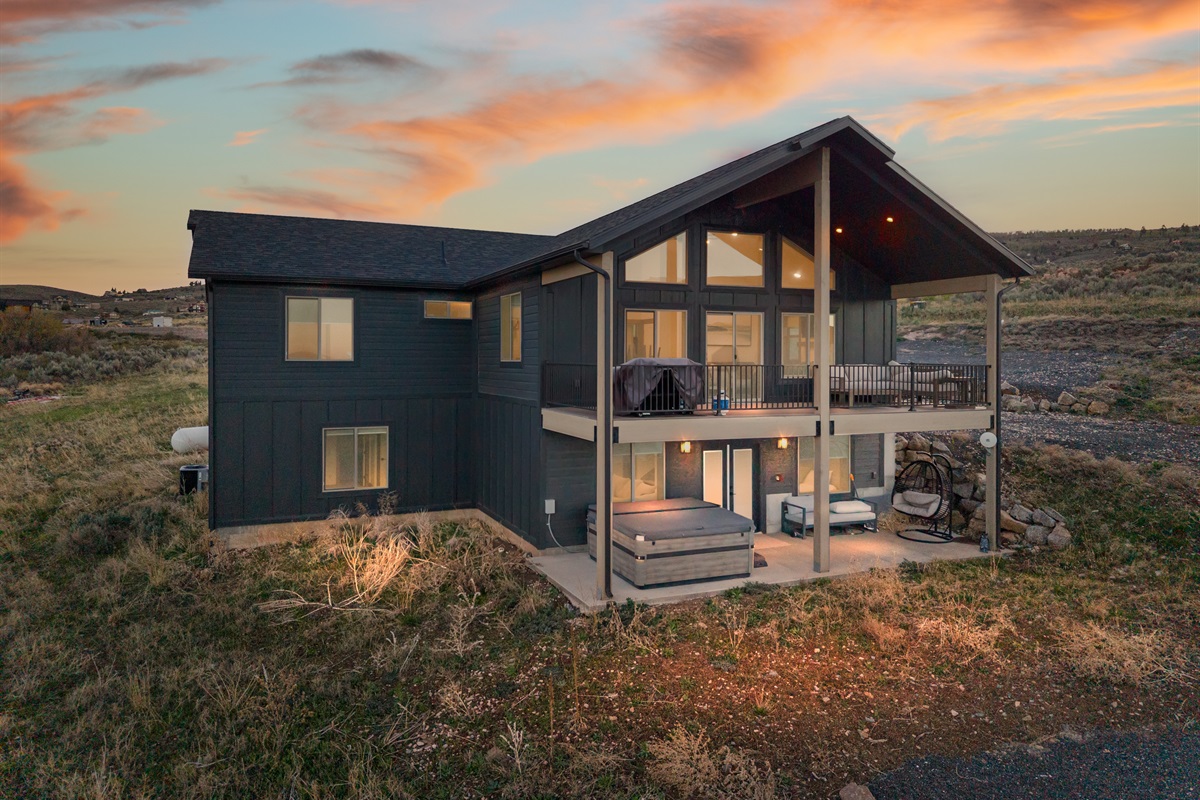 Stunning exterior of this modern mountain home, perfectly positioned to take in panoramic views of Bear Lake and the surrounding hills.