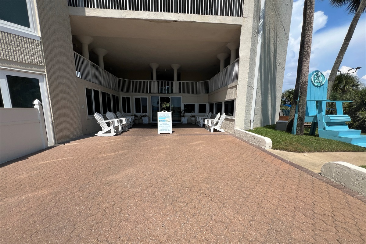 Entrance to building from pool