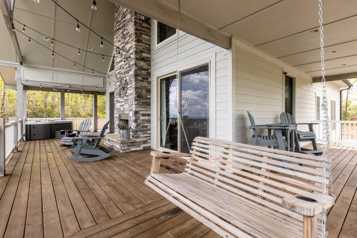 Enjoy swinging in the mountain air from the porch at Sunrise Chateaux