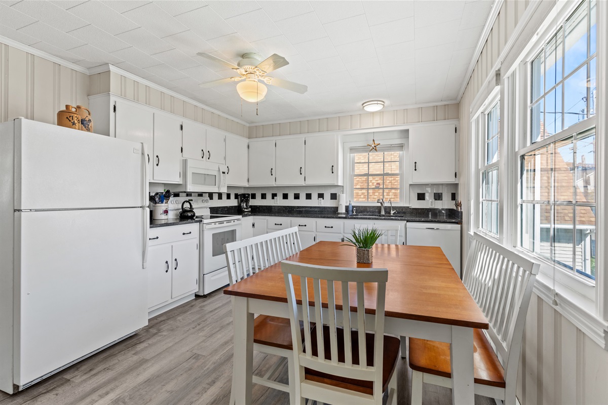 Drip Coffee maker and fully stocked kitchen