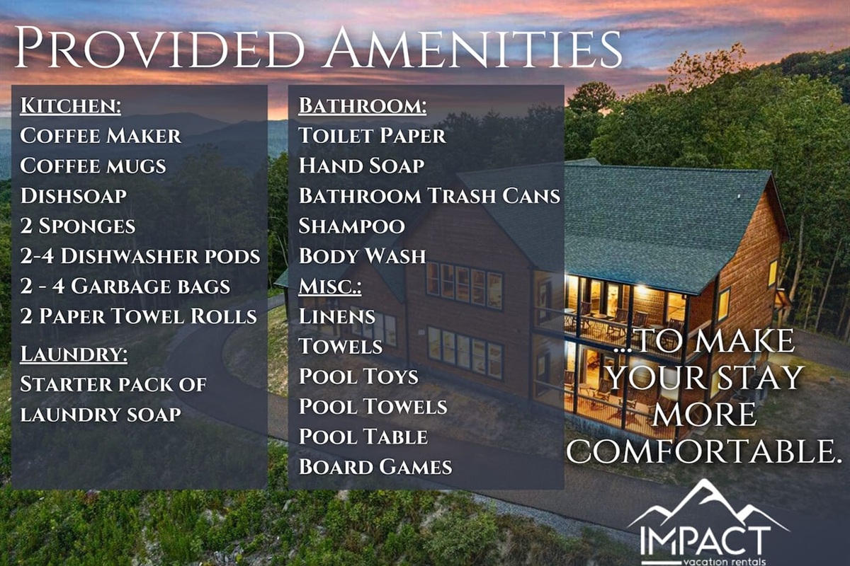 Your comfort is our priority! Enjoy our thoughtfully provided amenities, all set up to make your stay feel just like home.