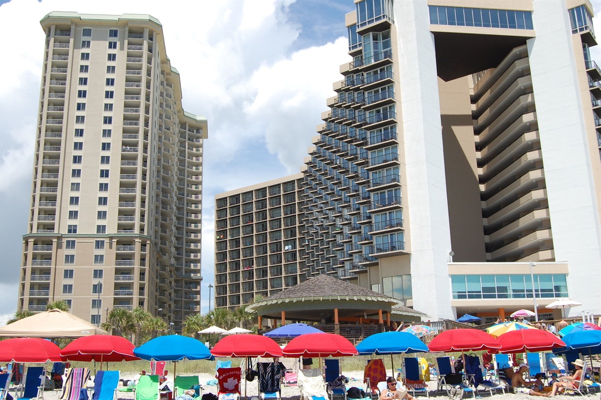 View of Royale Palms, Hilton and the Tiki Bar