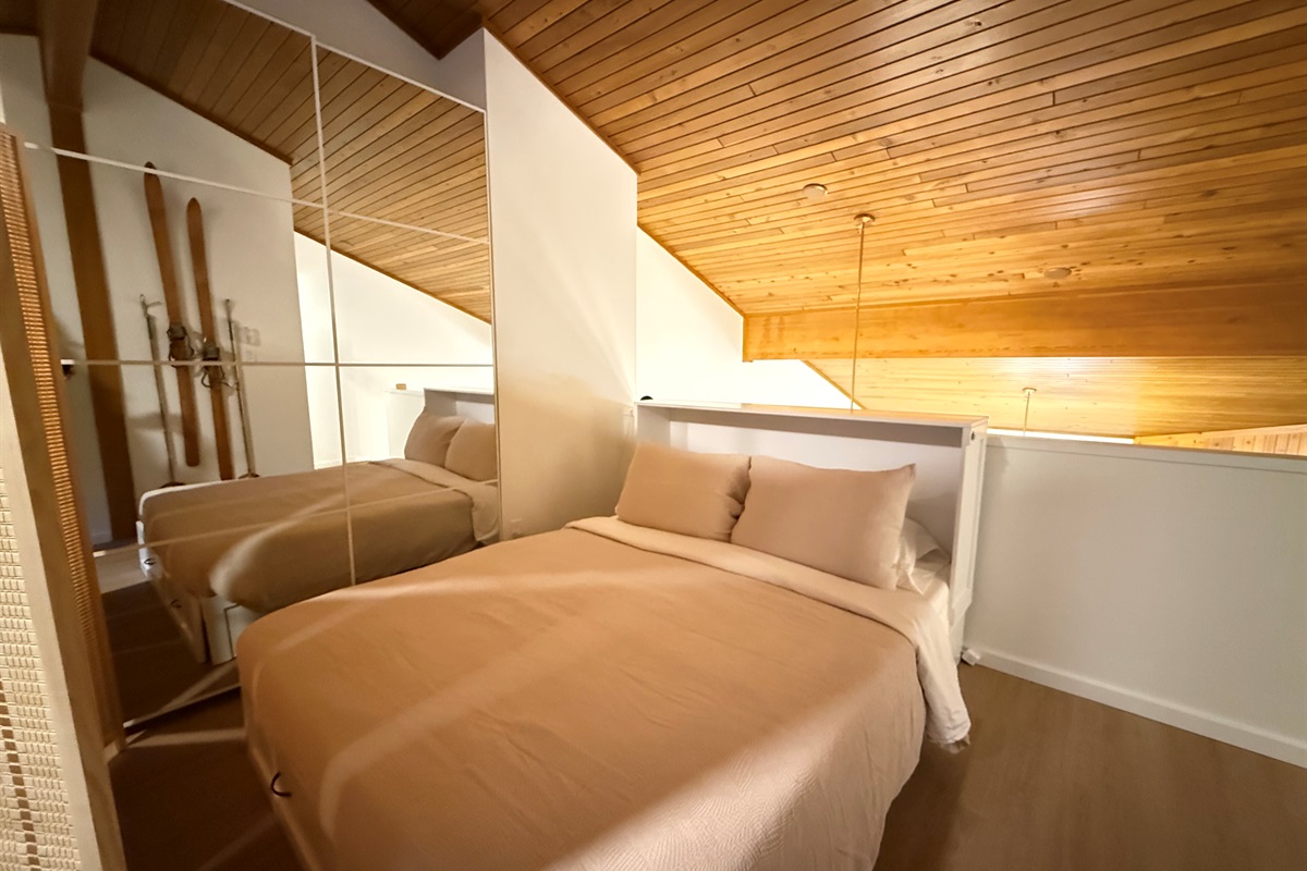 Queen murphy bed with a 5" gel infused memory foam mattress for a comfortable sleep. 