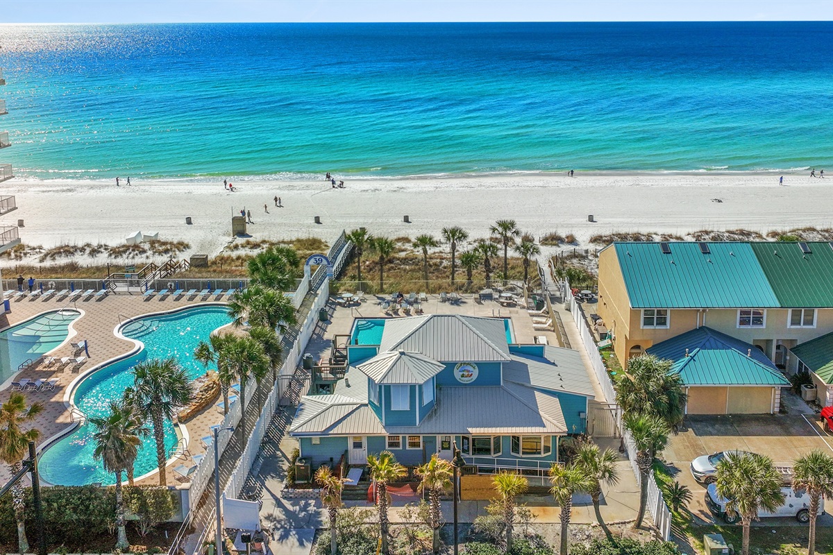 Private beachfront pool and clubhouse